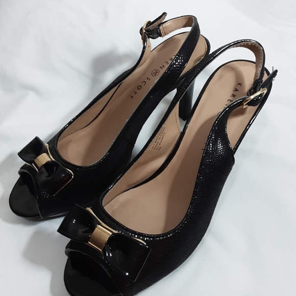 Karen Scott Black Slingback Peep Toe 4" sz. 9M Heels - Picture 7 of 8